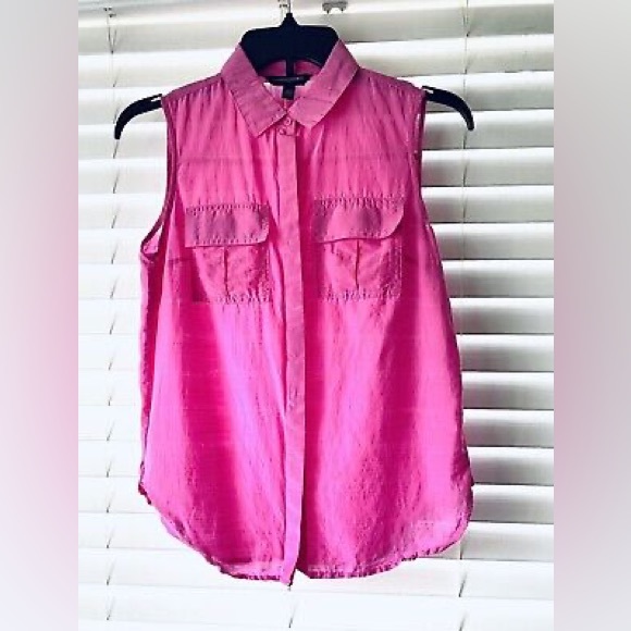 Banana Republic Hot Pink Sleeveless Button-Down Shirt - Picture 1 of 5